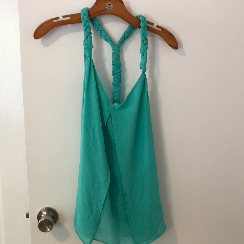 Women’s teal / turquoise summer razor back top.